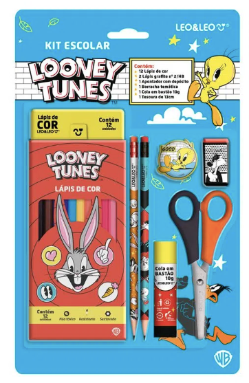 Kit Lápis De Cor 12 Cores Looney Tunes