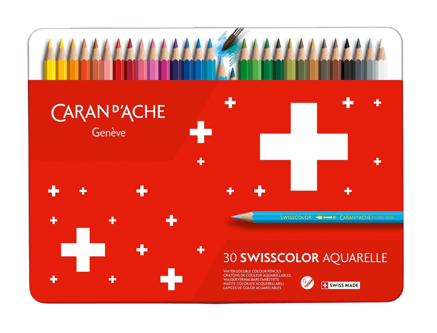 Lápis de Cor Caran d'Ache Swisscolor Aquarelle 30 Cores