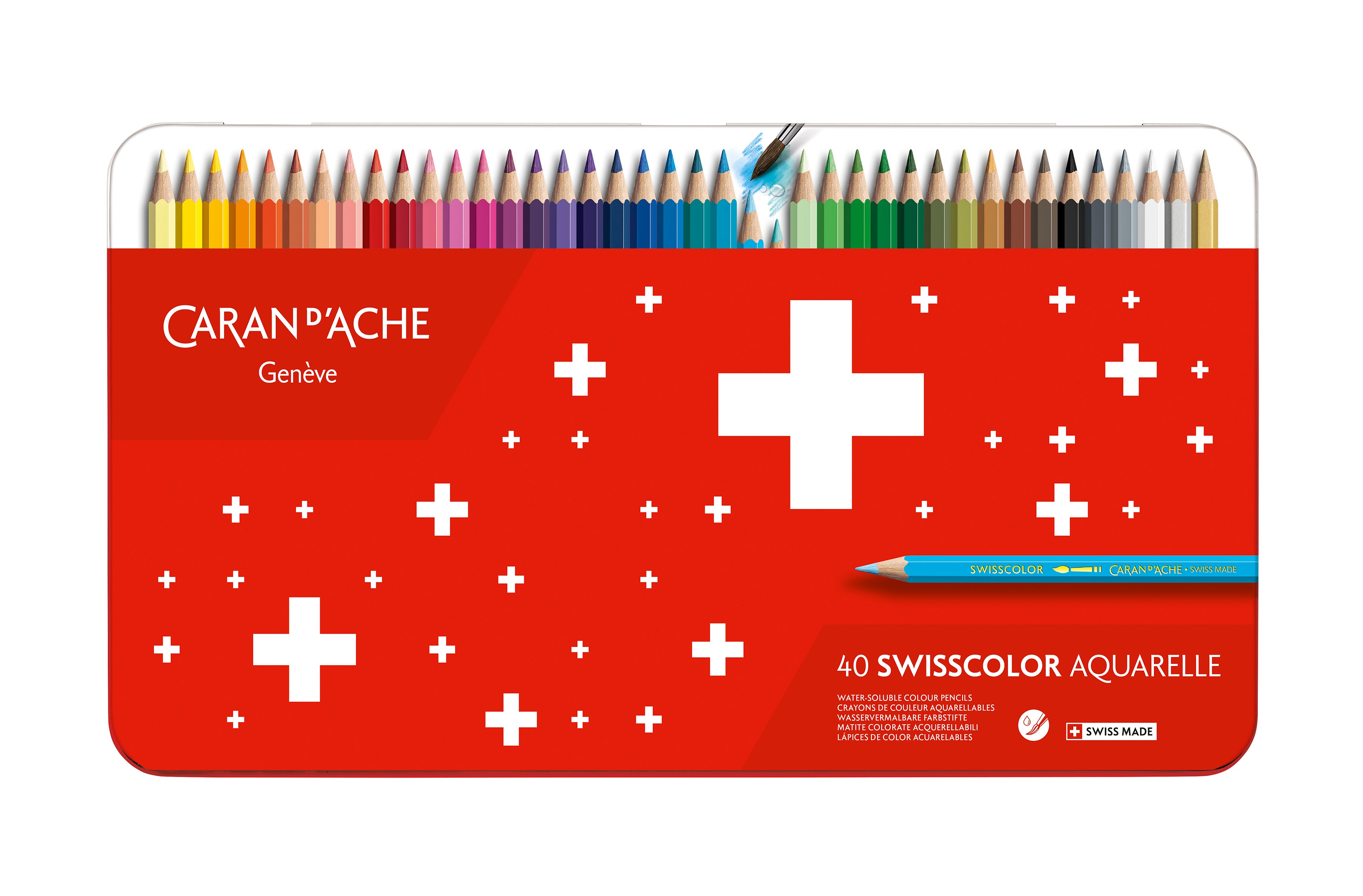 Lápis de Cor Caran d'Ache Swisscolor Aquarelle 40 Cores